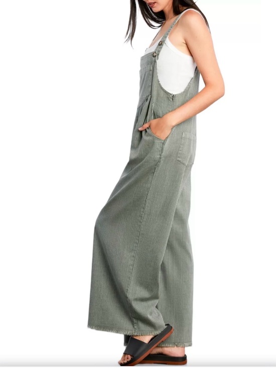 Billy T Pants - Billy T Green Striped Cotton Overalls